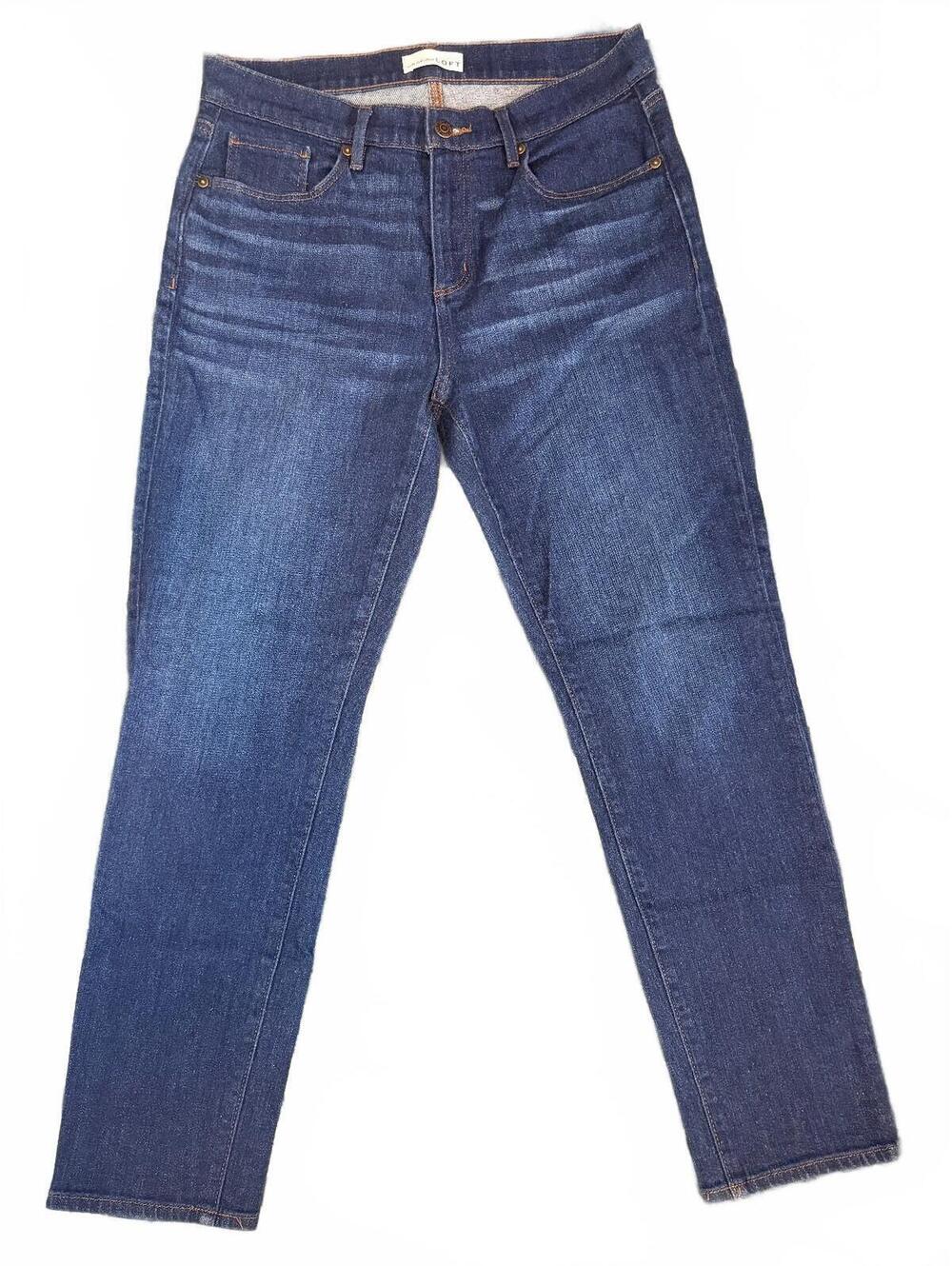 LOFT Women's The Super Soft Girlfriend Dark Blue Denim Jeans Size 8/29